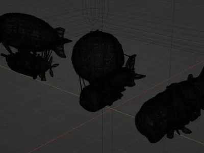 Steampunk Vehicle Kit stylized Low-poly 3D model