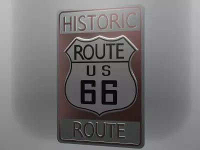 Route 66 Road Sign Low-poly 3D model