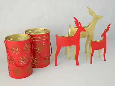 New Year Lanterns and Candleholders 3D model