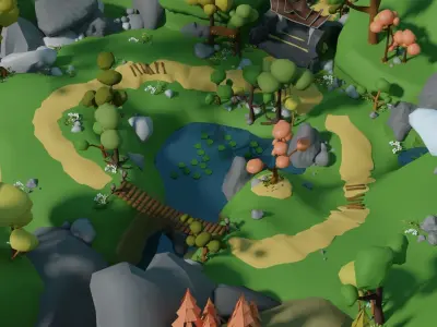 Environment Backyard Low-Poly 3D model