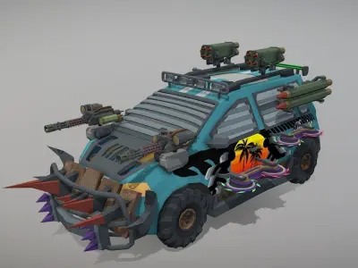 Low Poly Post Apocalypse Sport Car Low-poly 3D model