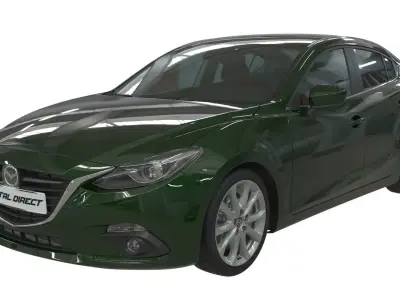 Realistic Car Mazda 3 with Interior Rigged PBR Vehicle Low-poly 3D model