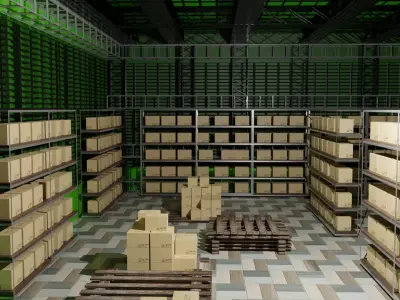 Warehouse Interior Low-poly 3D model