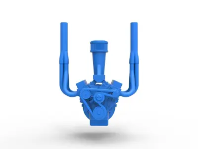 Engine of Small block Pulling tractor Scale 1 to 25 3D print model