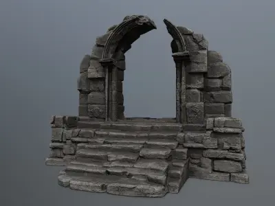 ruin gate Low-poly 3D model