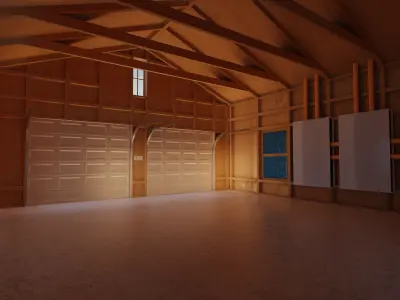 Classic style porch house garage only Low-poly 3D model