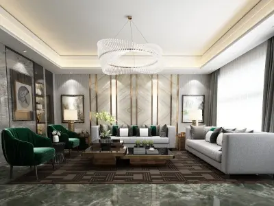 Post modern-Luxury Livingroom and its scene 3D Model 3D model