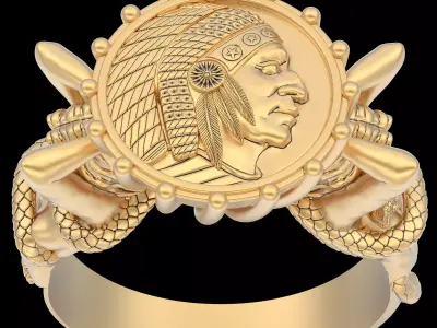 Girl snake Indian ring gold printable jewelry 3D print model