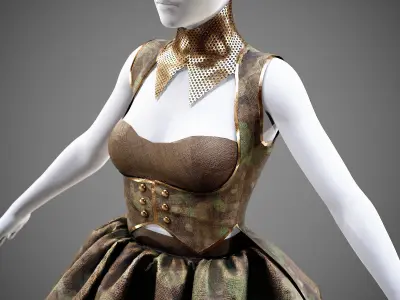 4 Dresses -low poly- vol 06 Low-poly 3D model