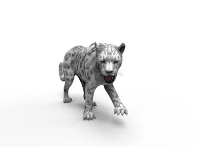 3D Snow leopard Rigged Model Low-poly 3D model
