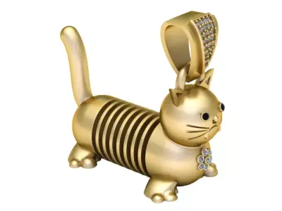 Gold Cat Pendant 3D print model