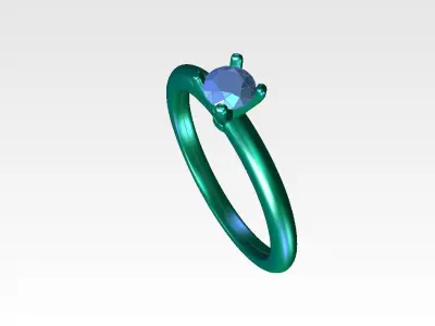 ZDR094 solitaire diamond engagement ring gold 3D print model