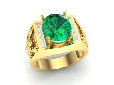 Luxury Dragon Side Gemstone Men Ring 3D Model  331 3D print model