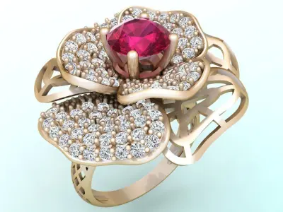  Mesh flower ring - Italian rings - Womens Rings - N6818 3D print model
