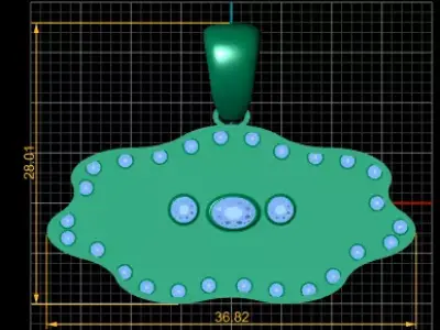 modern gold pendant 3D printable model  3D print model