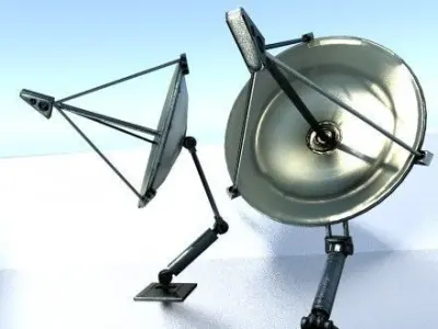 Rigged satellite dishes Low-poly 3D model
