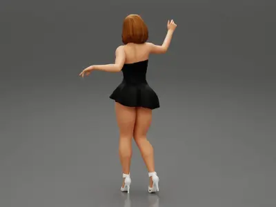 Sexy young girl in mini skirt dress and high heels 3D print model