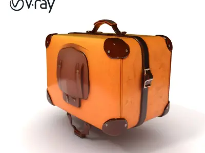 Vintage Leather Suitcase Model Pack for Rendering and Games Low-poly 3D model
