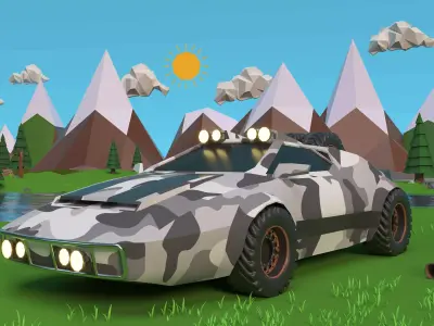 Racing Car Low-poly 3D model