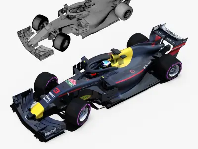 Formula 1 car 2018 Low-poly 3D model