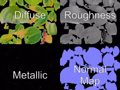 Curled Leaf Plant model pack Low-poly 3D model