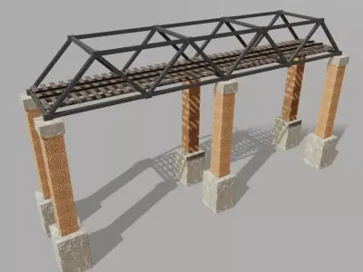 Train Bridge - Iron - Ponte de Trem Low-poly 3D model