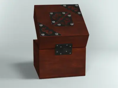 Decorative wooden box Low-poly 3D model