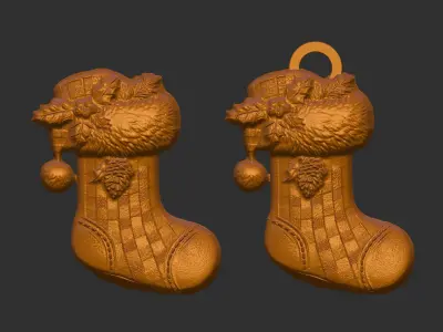 christmas socks tree decor  3D print model