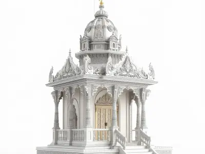 Exquisite Ornate Temple Architectural model pack Low-poly 3D model