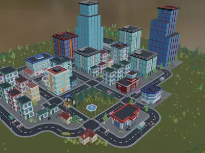 Low Poly City - Asset Pack Low-poly 3D model