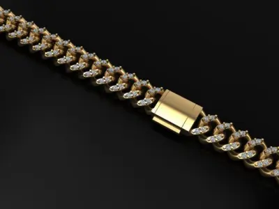 Cuban Diamond Chain Bracelet Necklace Link SIZE 6MM Width 3D print model