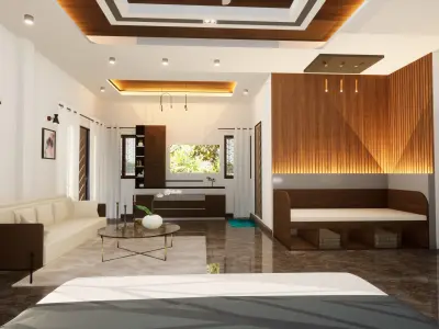 Bedroom Interior- Wooden Finishing Free 3D model