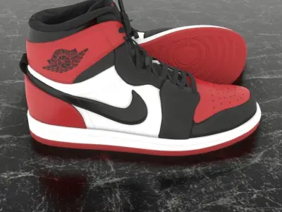 NIKE 3D SHOES - AIR JORDAN RED Low-poly 3D model