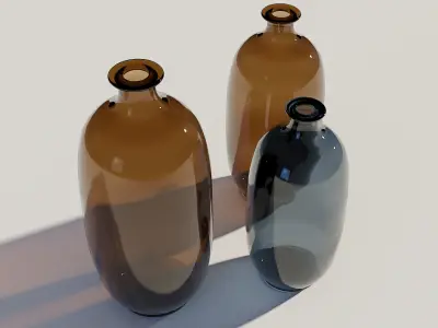 Dark Glass Vases Set 3D model