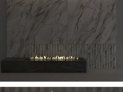 Decorative wall with fireplace set 13 3D model