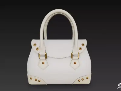 White Elegant Handbag Low-poly 3D model