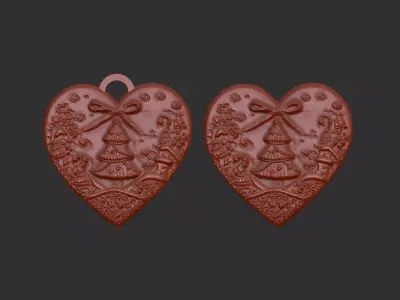christmas heart decor  3D print model