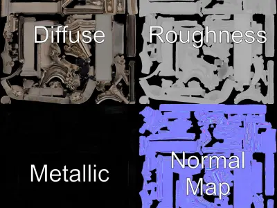 Ornate Gothic Archway Model Pack for Architectural Scenes Low-poly 3D model