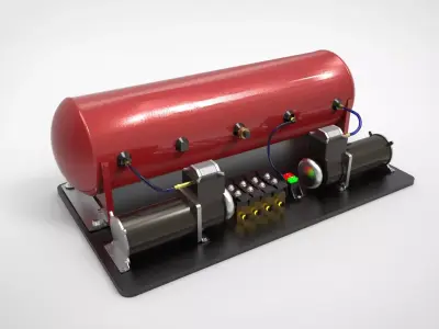 Air suspension system Low-poly 3D model