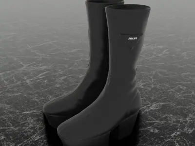 PRADA MID LEATHER BOOTS 3D SHOES Low-poly 3D model