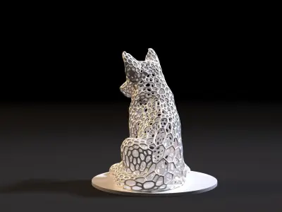 Puppy silver sculpture of dog 3D print model