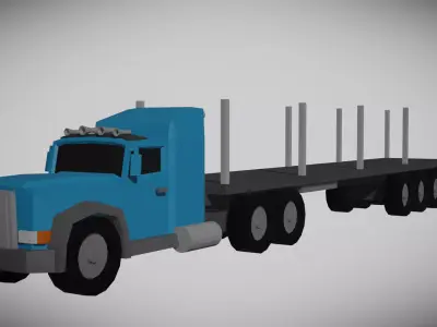 Truck With Trailers Low-poly 3D model