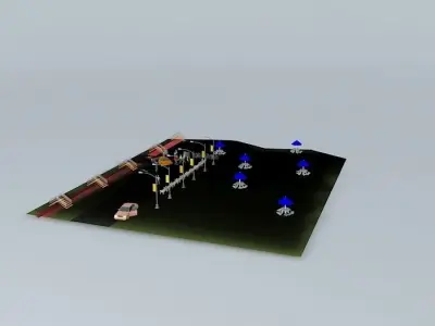 Bicycle Driver and Car CollisionScene  Free 3D model