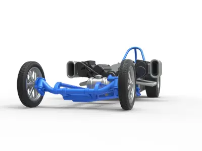 Front engine dragster with double supercharged V8 Scale 1 to 25 3D print model