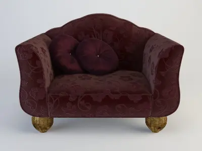 Armchair in burgundy 3D model