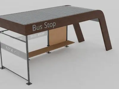 Modern Bus Stop Free low-poly 3D model