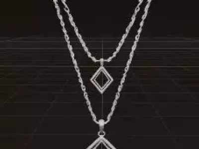  Golden Necklace Minimalist Double Layer Pendant 3D print model