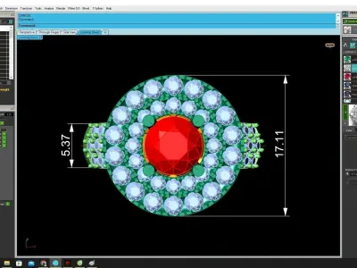 Luxury Multi Layer Halo Ruby Ring with Pave Shank 3430 3D print model