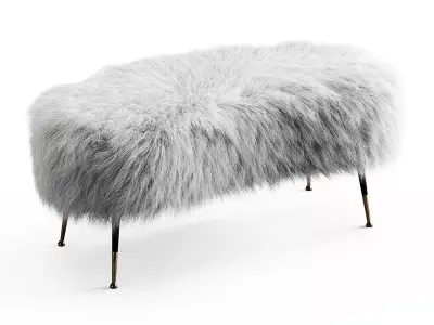 White Fauxfur Gio Ponti Stool 3D model