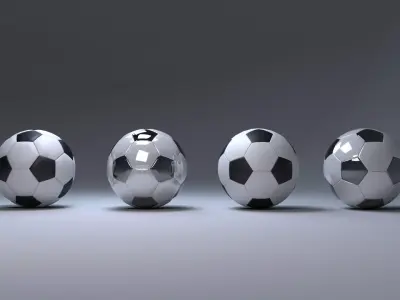 Soccert Balls Low and High Poly 3D model